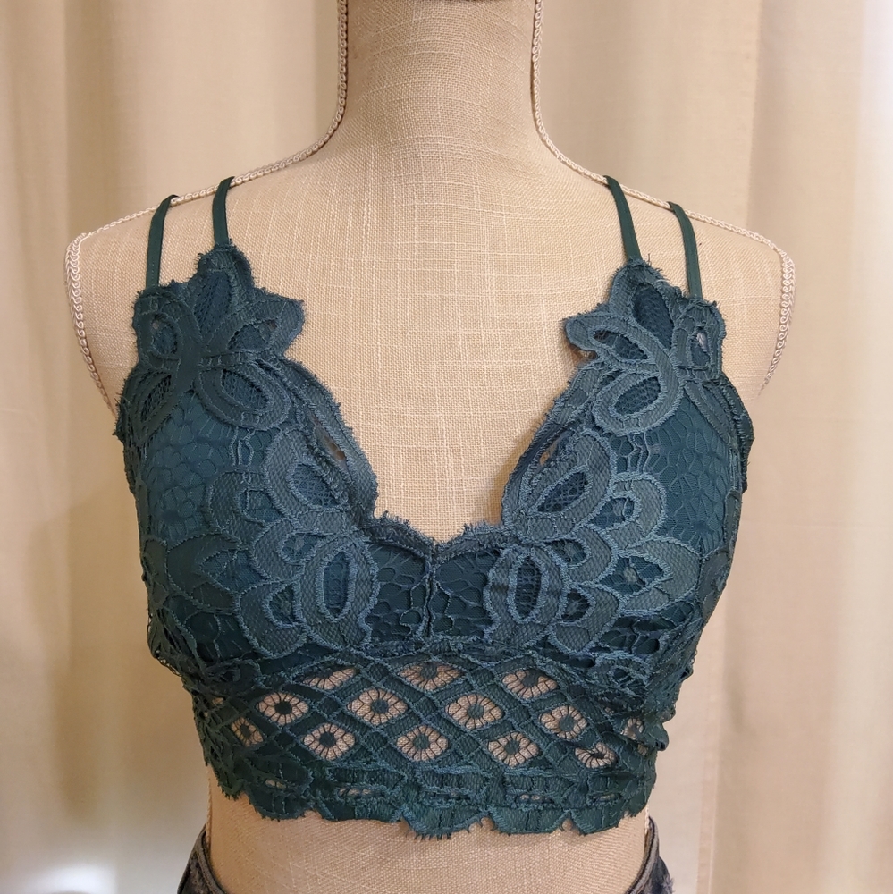 Anemone Emerald Lace Bra Top